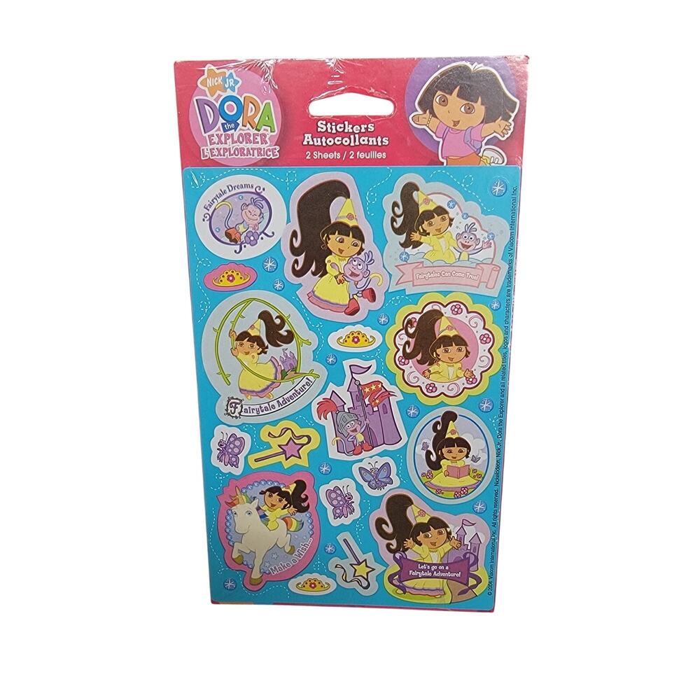 Vtg 2006 Dora the Explorer Stickers 2 Sheets Fairytale Adventure Nick Jr New